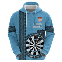 Personalised Fiji Darts Zip Hoodie Fijian Tapa Pattern - Blue LT14 - Polynesian Pride