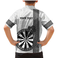 Personalised Fiji Darts Family Matching Mermaid Dress and Hawaiian Shirt Fijian Tapa Pattern - White LT14 - Polynesian Pride