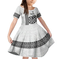Personalised Fiji Darts Family Matching Mermaid Dress and Hawaiian Shirt Fijian Tapa Pattern - White LT14 Daughter's Dress White - Polynesian Pride