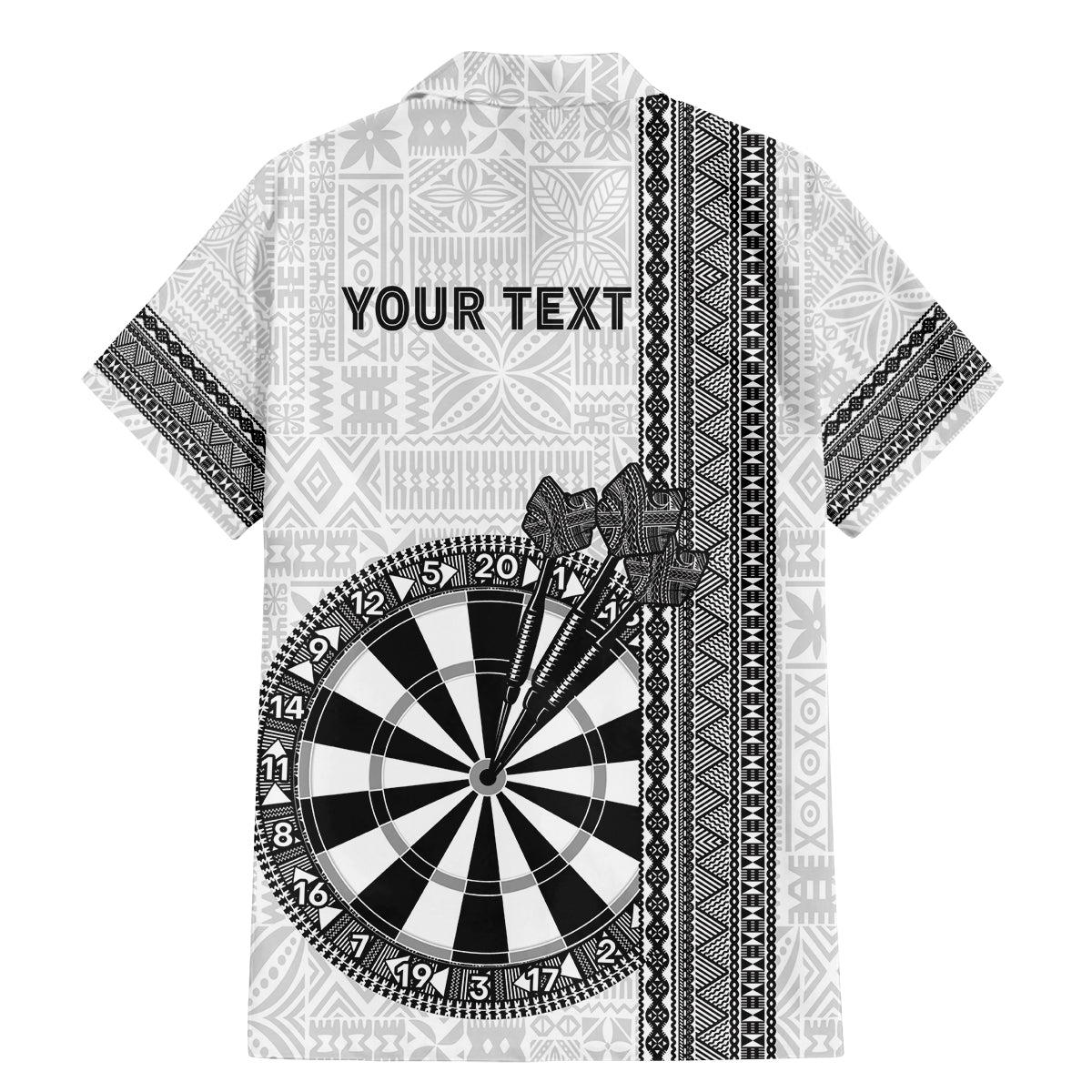 Personalised Fiji Darts Family Matching Mermaid Dress and Hawaiian Shirt Fijian Tapa Pattern - White LT14 - Polynesian Pride