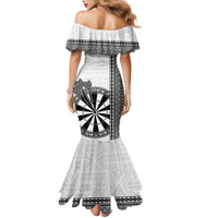 Personalised Fiji Darts Family Matching Mermaid Dress and Hawaiian Shirt Fijian Tapa Pattern - White LT14 - Polynesian Pride