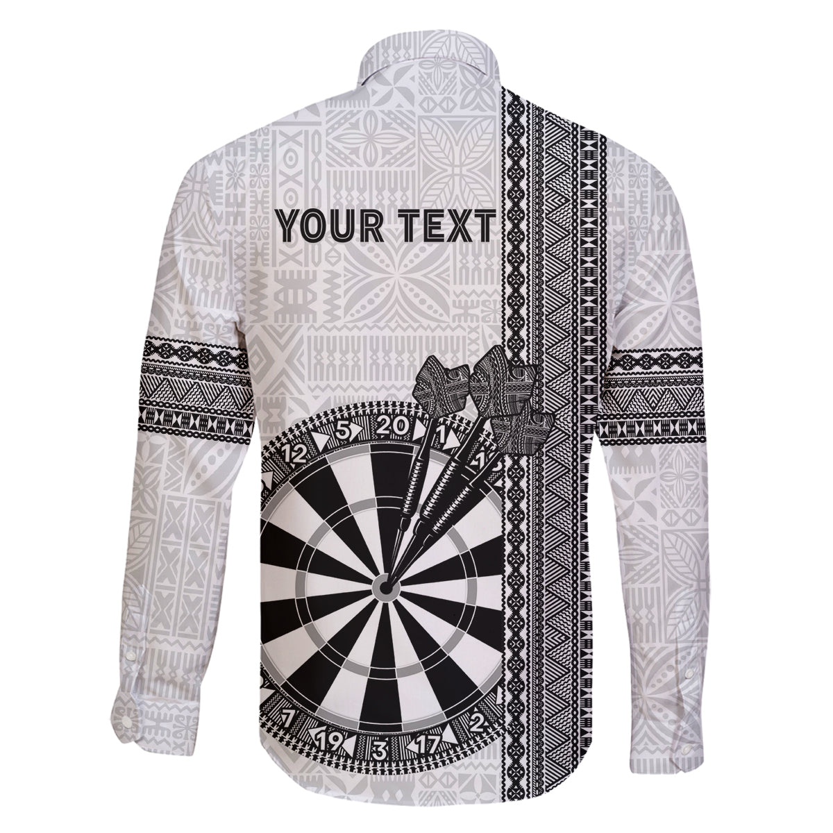 Personalised Fiji Darts Family Matching Off Shoulder Maxi Dress and Hawaiian Shirt Fijian Tapa Pattern - White LT14 - Polynesian Pride