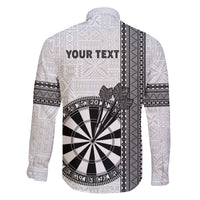 Personalised Fiji Darts Family Matching Off Shoulder Short Dress and Hawaiian Shirt Fijian Tapa Pattern - White LT14 - Polynesian Pride