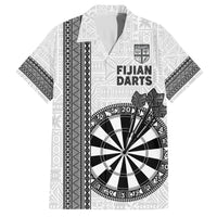 Personalised Fiji Darts Family Matching Puletasi and Hawaiian Shirt Fijian Tapa Pattern - White LT14 Dad's Shirt - Short Sleeve White - Polynesian Pride