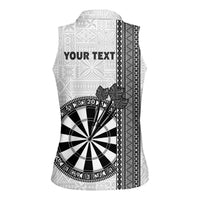 Personalised Fiji Darts Women Sleeveless Polo Shirt Fijian Tapa Pattern - White LT14 - Polynesian Pride