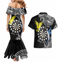 Personalised Cook Islands Darts Couples Matching Mermaid Dress and Hawaiian Shirt Kuki Airani Tribal Pattern LT14 - Polynesian Pride