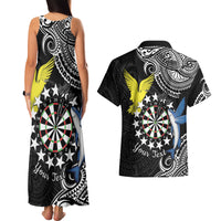 Personalised Cook Islands Darts Couples Matching Tank Maxi Dress and Hawaiian Shirt Kuki Airani Tribal Pattern LT14 - Polynesian Pride