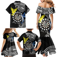Personalised Cook Islands Darts Family Matching Mermaid Dress and Hawaiian Shirt Kuki Airani Tribal Pattern LT14 - Polynesian Pride