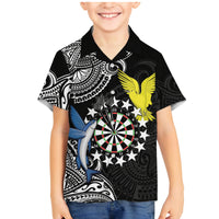 Personalised Cook Islands Darts Family Matching Mermaid Dress and Hawaiian Shirt Kuki Airani Tribal Pattern LT14 Son's Shirt Black - Polynesian Pride