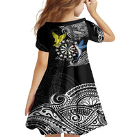 Personalised Cook Islands Darts Family Matching Short Sleeve Bodycon Dress and Hawaiian Shirt Kuki Airani Tribal Pattern LT14 - Polynesian Pride