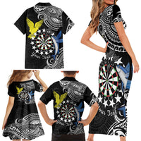 Personalised Cook Islands Darts Family Matching Short Sleeve Bodycon Dress and Hawaiian Shirt Kuki Airani Tribal Pattern LT14 - Polynesian Pride