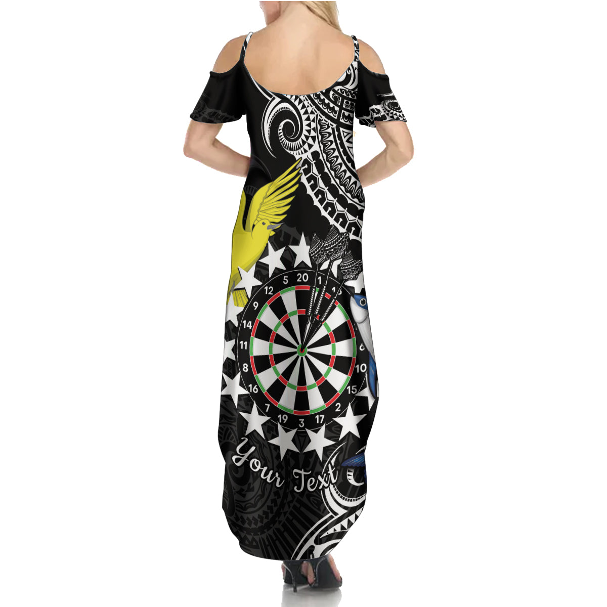 Personalised Cook Islands Darts Family Matching Summer Maxi Dress and Hawaiian Shirt Kuki Airani Tribal Pattern LT14 - Polynesian Pride