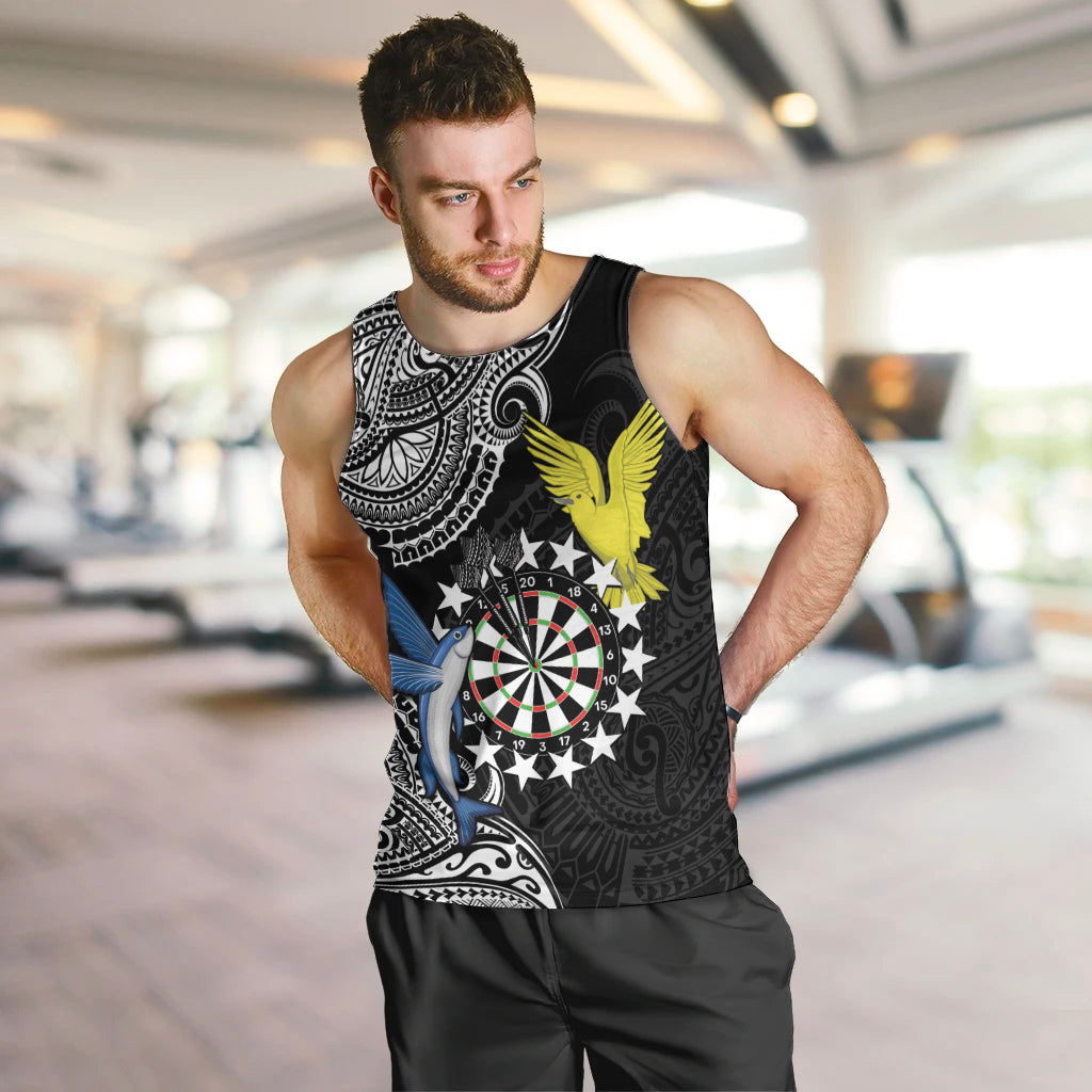 Personalised Cook Islands Darts Men Tank Top Kuki Airani Tribal Pattern LT14 Black - Polynesian Pride