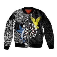 Personalised Cook Islands Darts Sleeve Zip Bomber Jacket Kuki Airani Tribal Pattern