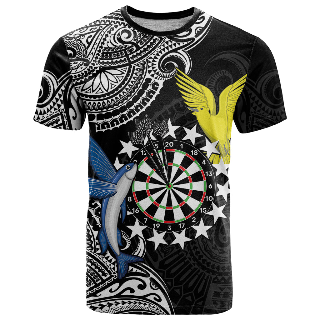 Personalised Cook Islands Darts T Shirt Kuki Airani Tribal Pattern LT14 Black - Polynesian Pride