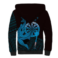 Aloha Hawaii Darts Sherpa Hoodie Dart Board With Polynesian Shark - Blue