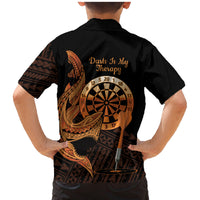 Aloha Hawaii Darts Family Matching Mermaid Dress and Hawaiian Shirt Dart Board With Polynesian Shark - Gold LT14 - Polynesian Pride