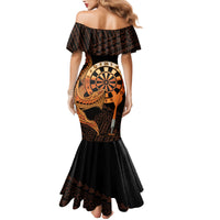 Aloha Hawaii Darts Family Matching Mermaid Dress and Hawaiian Shirt Dart Board With Polynesian Shark - Gold LT14 - Polynesian Pride