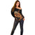 Aloha Hawaii Darts Off Shoulder Sweater Dart Board With Polynesian Shark - Gold