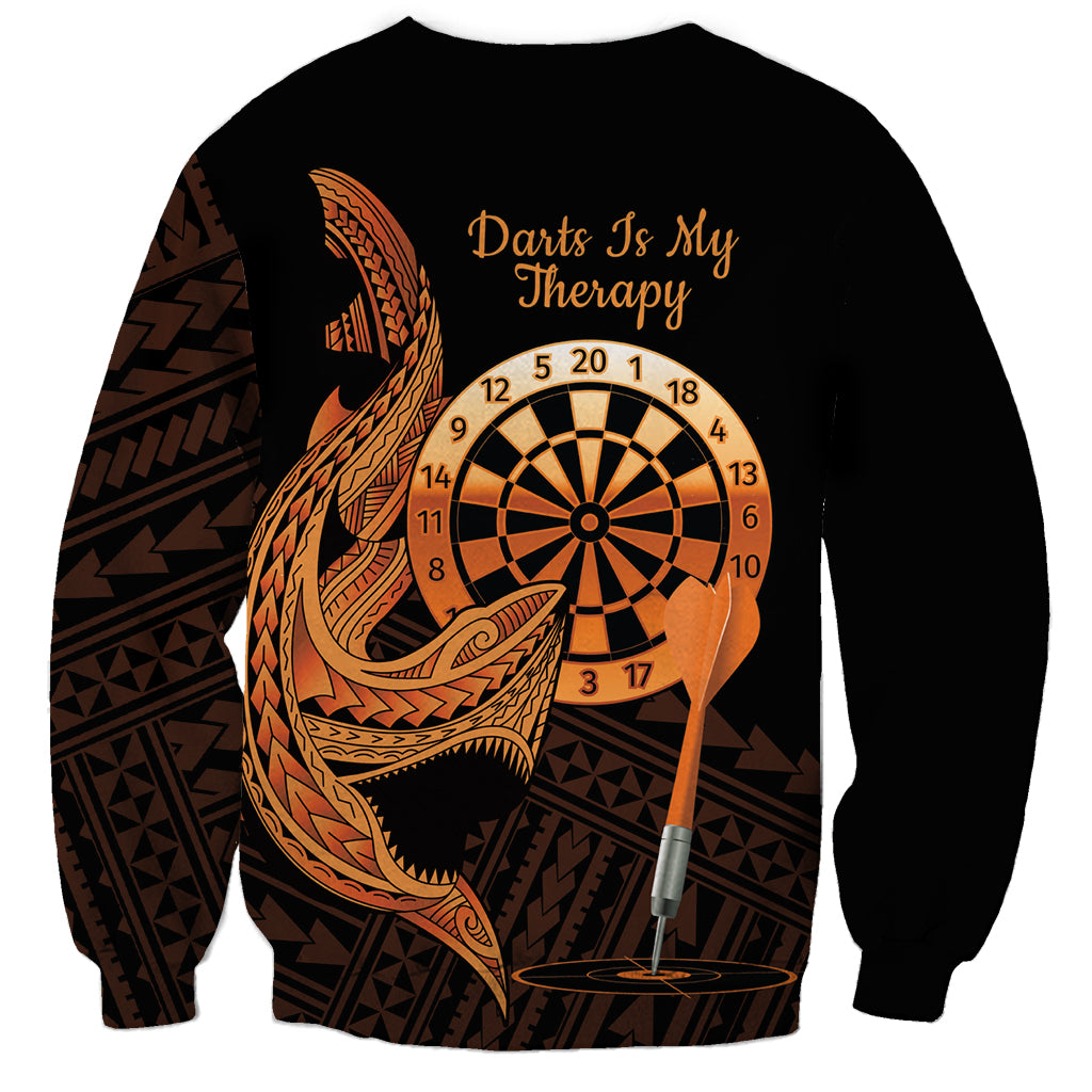 Aloha Hawaii Darts Sweatshirt Dart Board With Polynesian Shark - Gold