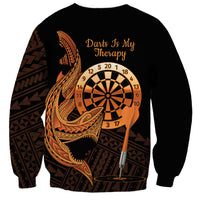 Aloha Hawaii Darts Sweatshirt Dart Board With Polynesian Shark - Gold
