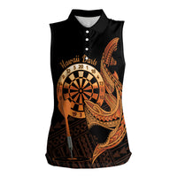 Aloha Hawaii Darts Women Sleeveless Polo Shirt Dart Board With Polynesian Shark - Gold
