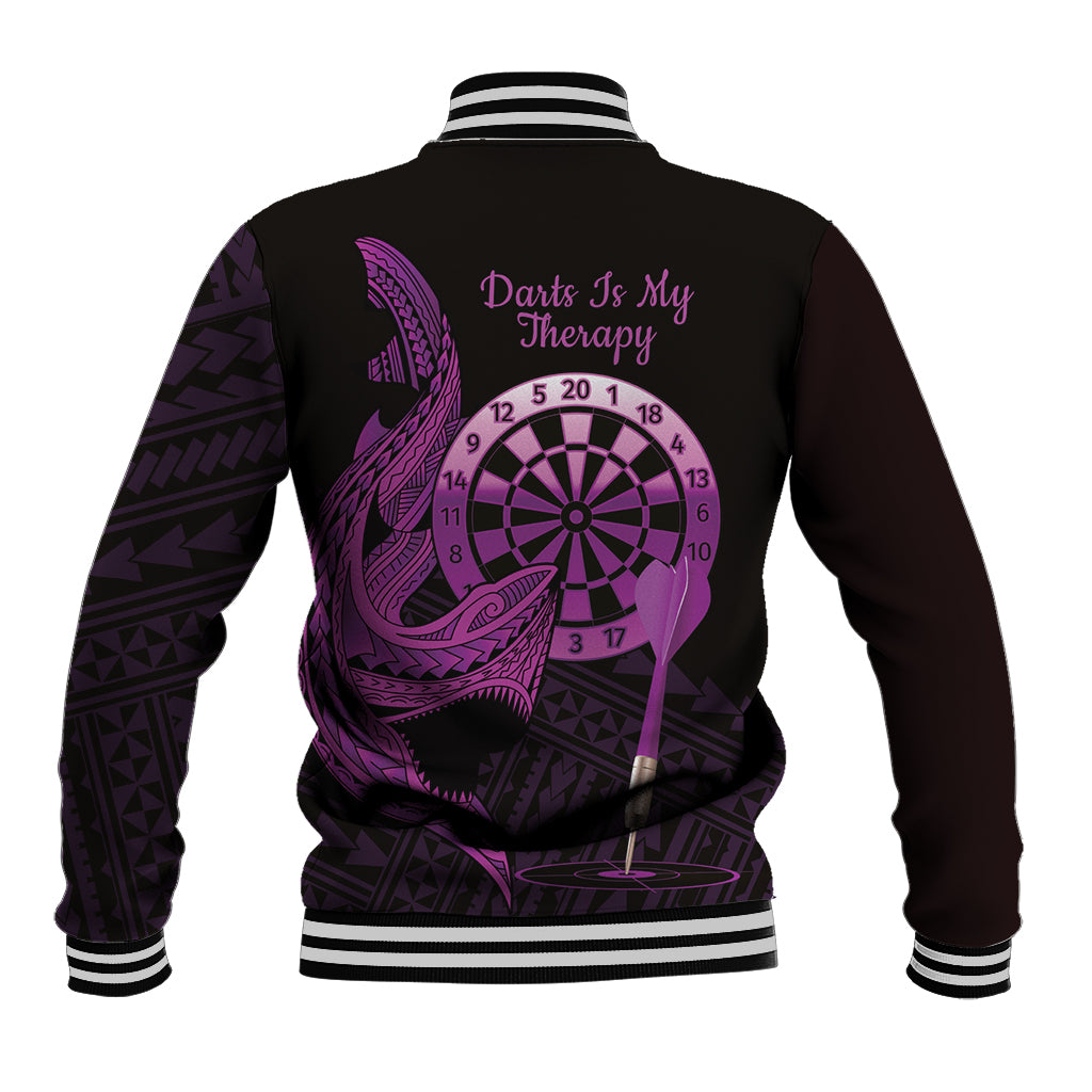 Aloha Hawaii Darts Baseball Jacket Dart Board With Polynesian Shark - Purple