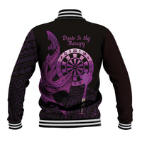 Aloha Hawaii Darts Baseball Jacket Dart Board With Polynesian Shark - Purple