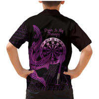 Aloha Hawaii Darts Family Matching Mermaid Dress and Hawaiian Shirt Dart Board With Polynesian Shark - Purple LT14 - Polynesian Pride
