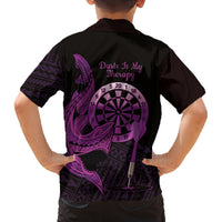 Aloha Hawaii Darts Family Matching Summer Maxi Dress and Hawaiian Shirt Dart Board With Polynesian Shark - Purple LT14 - Polynesian Pride