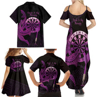 Aloha Hawaii Darts Family Matching Summer Maxi Dress and Hawaiian Shirt Dart Board With Polynesian Shark - Purple LT14 - Polynesian Pride