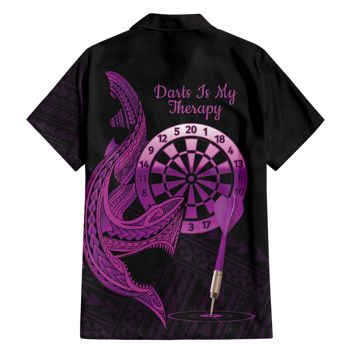 Aloha Hawaii Darts Family Matching Tank Maxi Dress and Hawaiian Shirt Dart Board With Polynesian Shark - Purple LT14 - Polynesian Pride