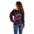 Aloha Hawaii Darts Off Shoulder Sweater Dart Board With Polynesian Shark - Purple