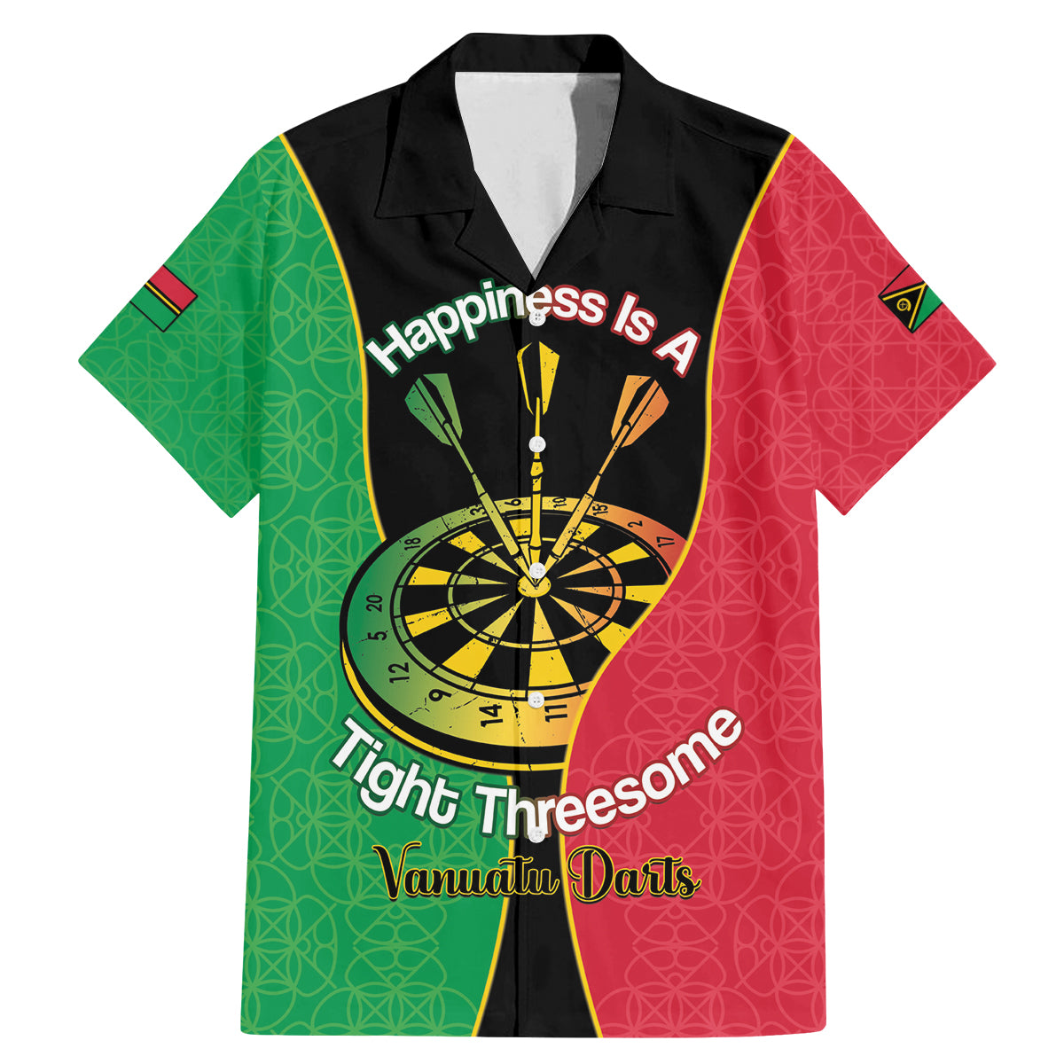 Personalised Vanuatu Darts Family Matching Mermaid Dress and Hawaiian Shirt Happiness Is A Tight Threesome Sand Drawing Art LT14 Dad's Shirt - Short Sleeve Red - Polynesian Pride