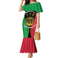 Personalised Vanuatu Darts Family Matching Mermaid Dress and Hawaiian Shirt Happiness Is A Tight Threesome Sand Drawing Art LT14 Mom's Dress Red - Polynesian Pride