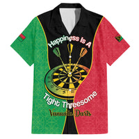 Personalised Vanuatu Darts Family Matching Off Shoulder Short Dress and Hawaiian Shirt Happiness Is A Tight Threesome Sand Drawing Art LT14 Dad's Shirt - Short Sleeve Red - Polynesian Pride