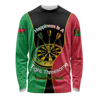 Personalised Vanuatu Darts Long Sleeve Shirt Happiness Is A Tight Threesome Sand Drawing Art LT14 Unisex Red - Polynesian Pride