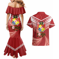 Tonga Darts Couples Matching Mermaid Dress and Hawaiian Shirt Tongan Ngatu Pattern