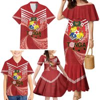 Tonga Darts Family Matching Mermaid Dress and Hawaiian Shirt Tongan Ngatu Pattern LT14 - Polynesian Pride