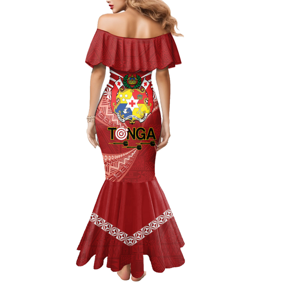 Tonga Darts Family Matching Mermaid Dress and Hawaiian Shirt Tongan Ngatu Pattern LT14 - Polynesian Pride