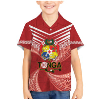 Tonga Darts Family Matching Mermaid Dress and Hawaiian Shirt Tongan Ngatu Pattern LT14 Son's Shirt Red - Polynesian Pride
