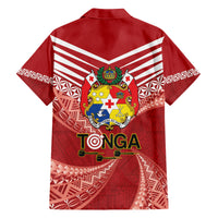 Tonga Darts Family Matching Off The Shoulder Long Sleeve Dress and Hawaiian Shirt Tongan Ngatu Pattern LT14 - Polynesian Pride