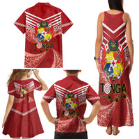 Tonga Darts Family Matching Tank Maxi Dress and Hawaiian Shirt Tongan Ngatu Pattern LT14 - Polynesian Pride