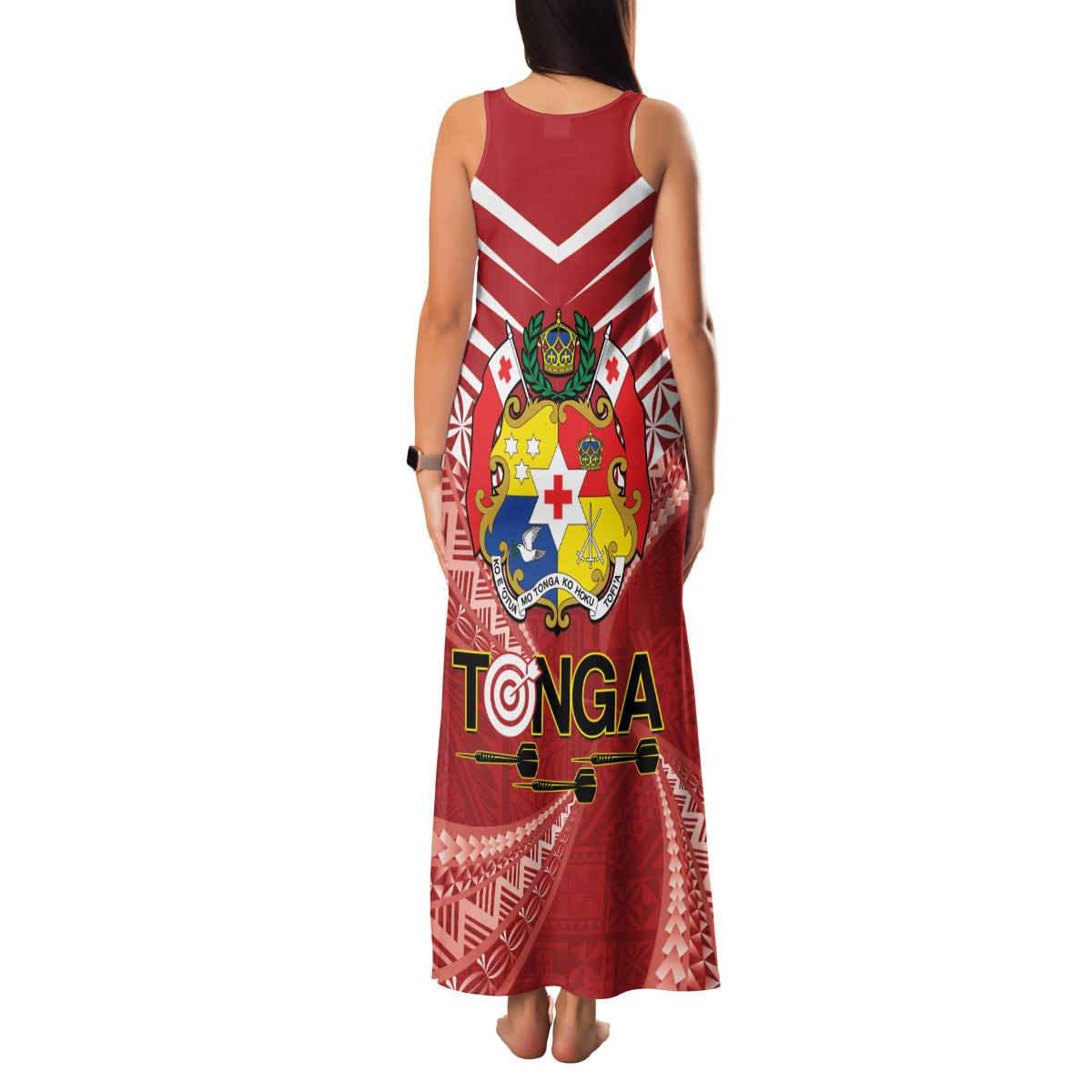 Tonga Darts Family Matching Tank Maxi Dress and Hawaiian Shirt Tongan Ngatu Pattern LT14 - Polynesian Pride