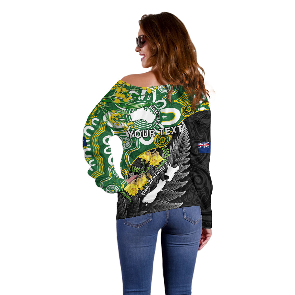 Personalised New Zealand And Australia Off Shoulder Sweater Aboriginal Mix Aotearoa Maori Unique Style LT14 - Polynesian Pride