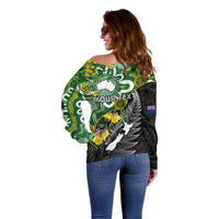 Personalised New Zealand And Australia Off Shoulder Sweater Aboriginal Mix Aotearoa Maori Unique Style LT14 - Polynesian Pride