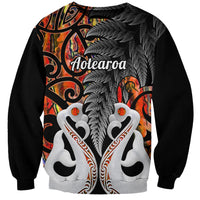 Personalised New Zealand Sweatshirt Te Manaia Mangopare Maori And Fern Orange Style LT14 Unisex Orange - Polynesian Pride
