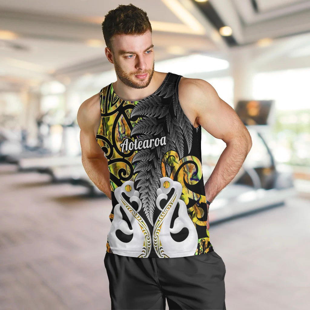 Personalised New Zealand Men Tank Top Te Manaia Mangopare Maori And Fern Gold Style LT14 - Polynesian Pride