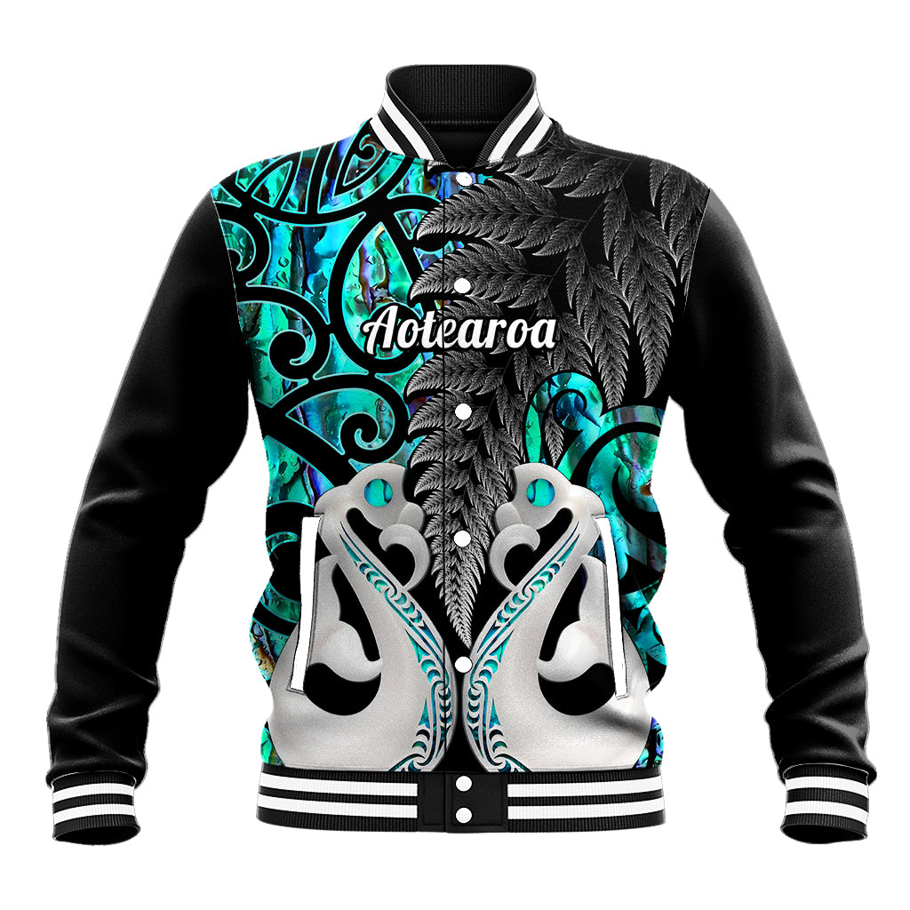 Personalised New Zealand Baseball Jacket Te Manaia Mangopare Maori And Fern Turquoise Style LT14 Unisex Turquoise - Polynesian Pride