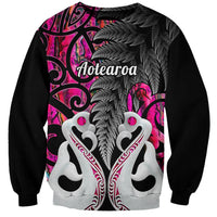 Personalised New Zealand Sweatshirt Te Manaia Mangopare Maori And Fern Pink Style LT14 Unisex Pink - Polynesian Pride